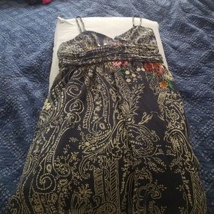 Navy Blue with floral Print Summer Dress